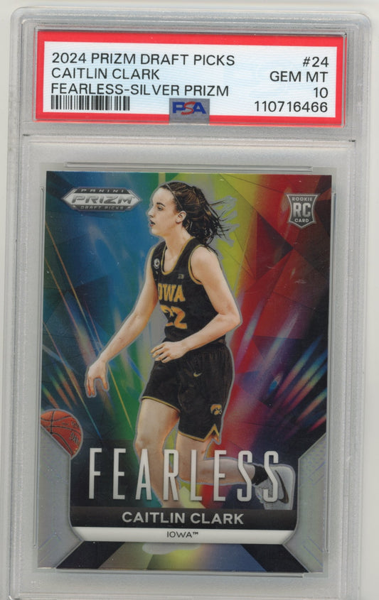 2024 Panini Prizm Draft Picks Caitlin Clark Fearless RC #24 - Silver PSA 10 Hawkeyes