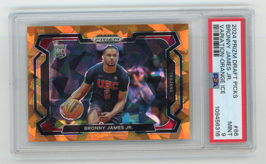 2024 Panini Prizm Draft Picks Bronny James Jr. RC #86 - Orange Ice PSA 9 Trojans