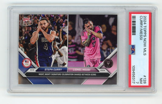2024 Topps Now Stephen Curry Lionel Messi #128 - PSA 7 Warriors Miami