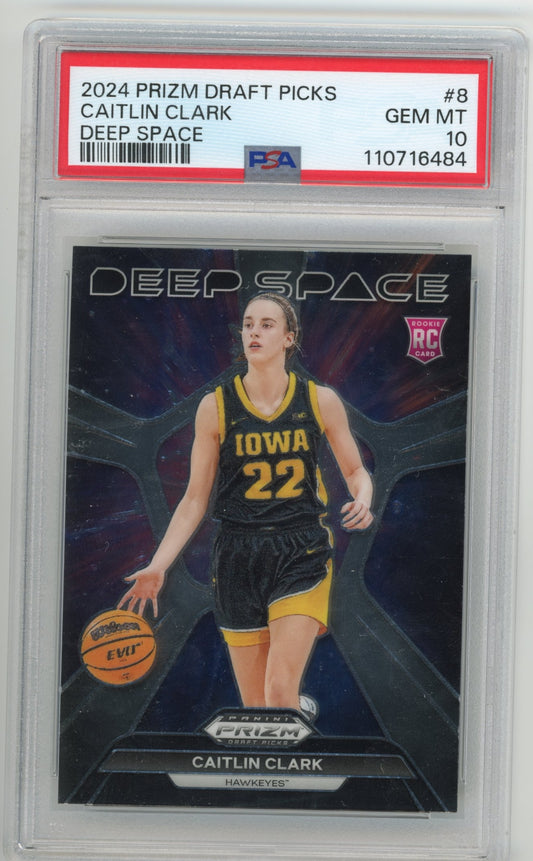 2024 Panini Prizm Draft Picks Caitlin Clark Deep Space RC #8 - PSA 10 Hawkeyes