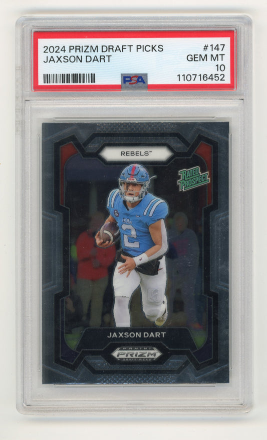 2024 Panini Prizm Draft Picks Jaxson Dart Rated Prospect #147 - PSA 10 Ole Miss