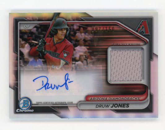 2024 Topps Bowman Chrome Druw Jones Rookie BCAR-DJ - Autograph Patch #/150 Diamondbacks