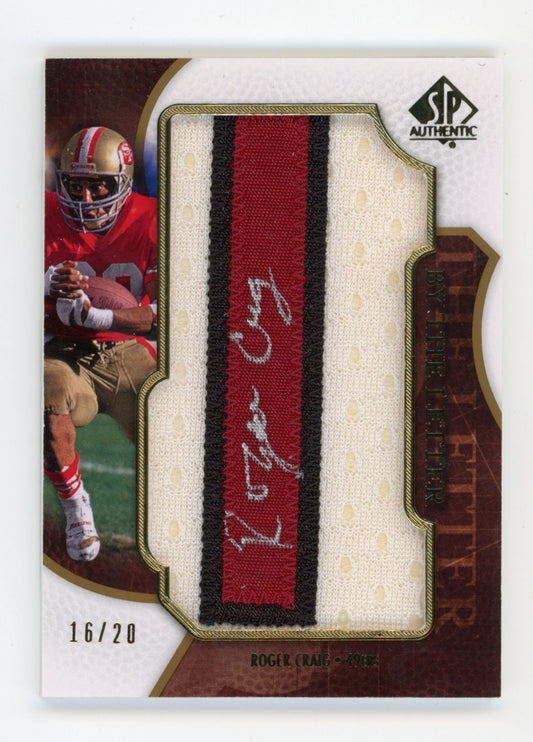 2008 Upper Deck SP Authentic Roger Craig By The Letter #BL-RC - Autograph Relic #/20 49ers