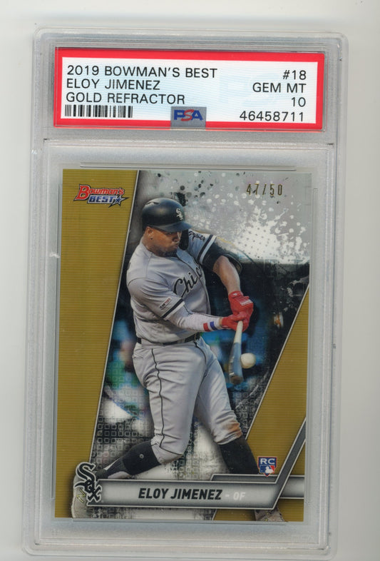 2019 Topps Bowman's Best Eloy Jimenez Rookie #18 - PSA 10 #/50 Gold White Sox