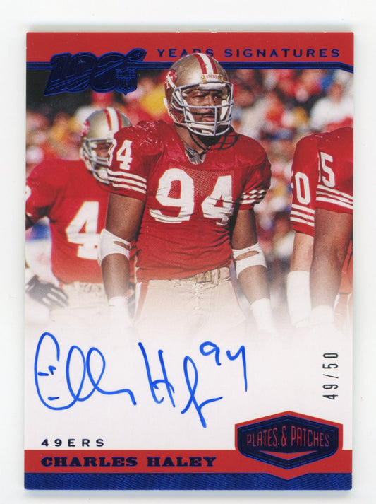 2019 Panini Plates and Patches Charles Haley #YS-CHA - #/50 Blue Autograph 49ers