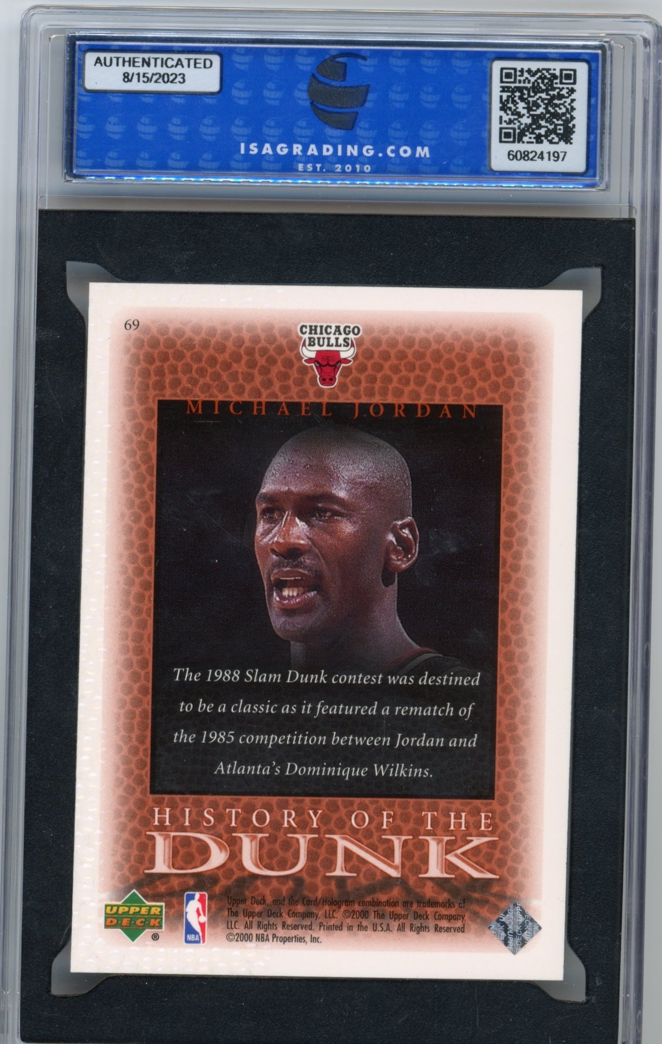 1999 Upper Deck Michael Jordan History of the Dunk #69 - ISA 10 Bulls