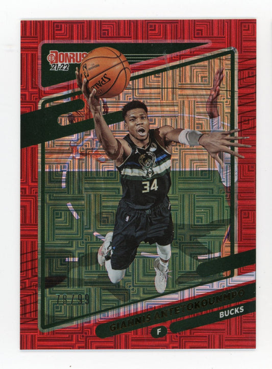 2021/22 Panini Donruss Giannis Antetokounmpo #177 - Red #/99 Bucks