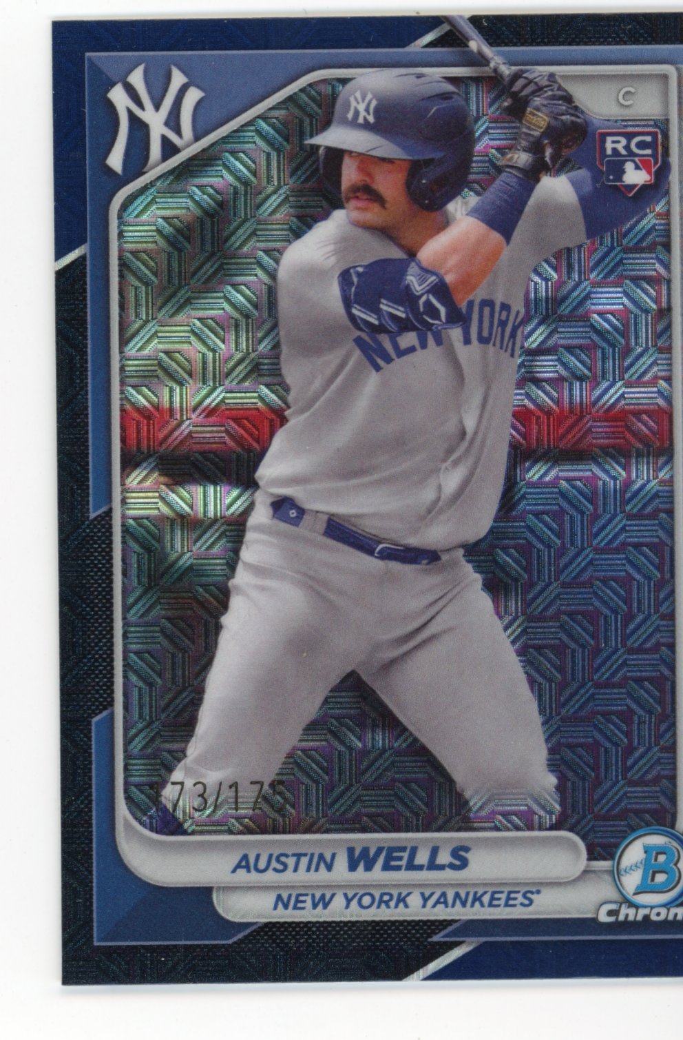 2024 Topps Bowman Chrome Austin Wells RC #87 - Black #/175 Yankees