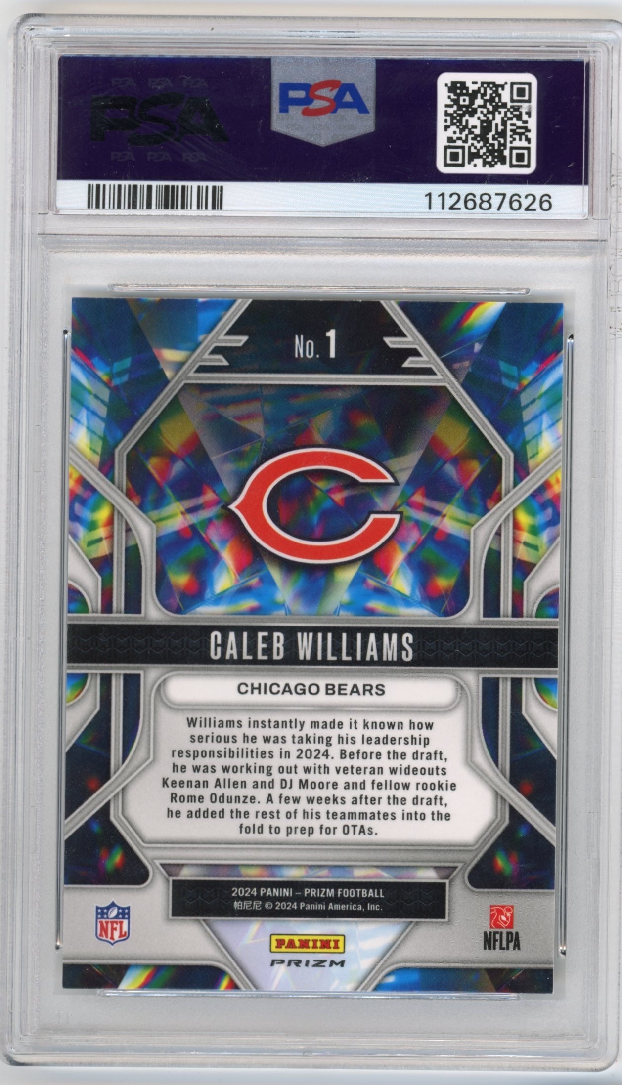2024 Panini Prizm Caleb Williams RC #1 - PSA 10 Prismatic Green Prizm Bears