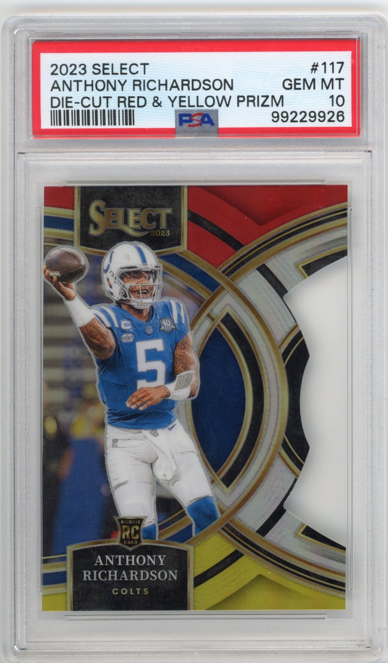 2023 Panini Select Anthony Richardson RC #115 - PSA 10 Die-Cut Red & Yellow Colts