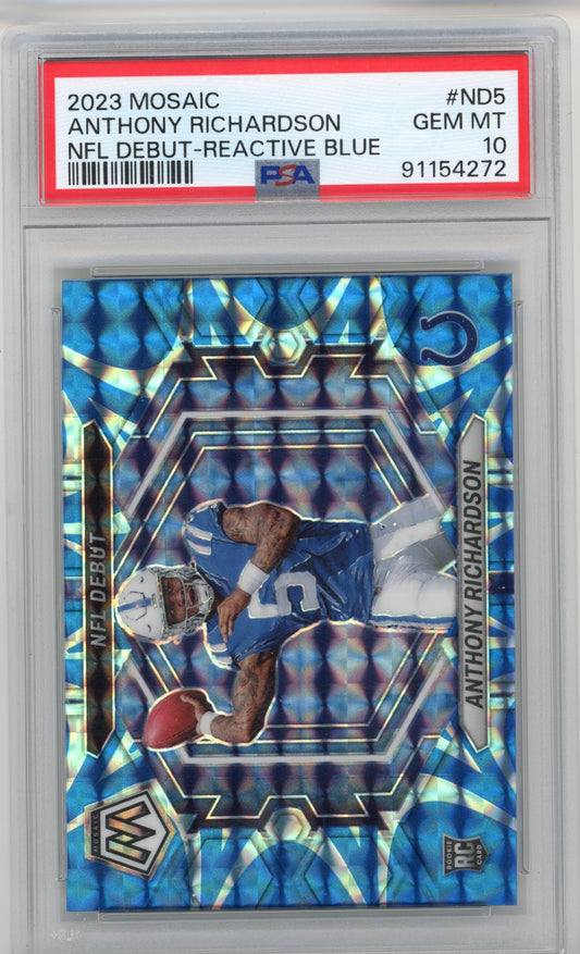 2023 Panini Mosaic Anthony Richardson RC #ND5 - PSA 10 Reactive Blue Colts