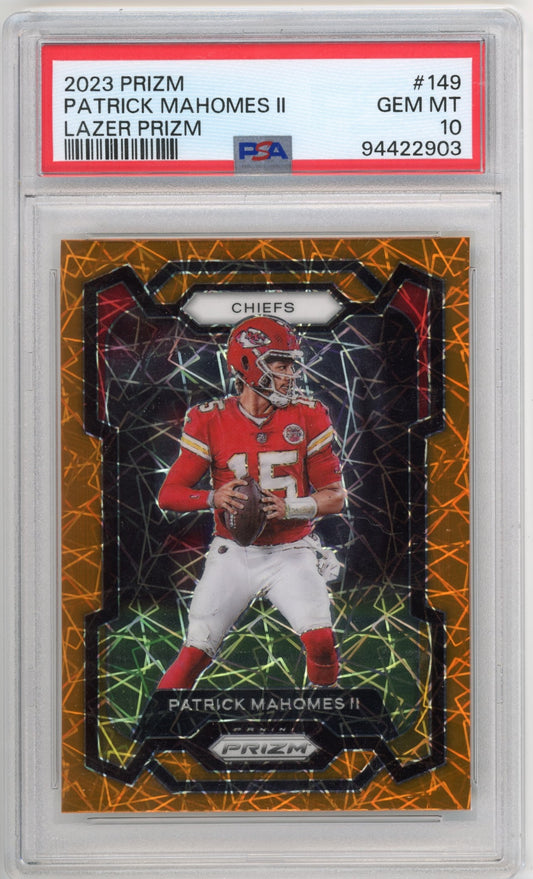 2023 Panini Prizm Patrick Mahomes II #149 - PSA 10 Orange Lazer Prizm Chiefs