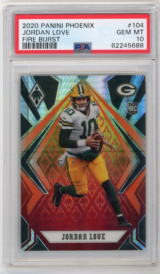 2020 Panini Phoenix Jordan Love RC #104 - PSA 10 Fire Burst Packers