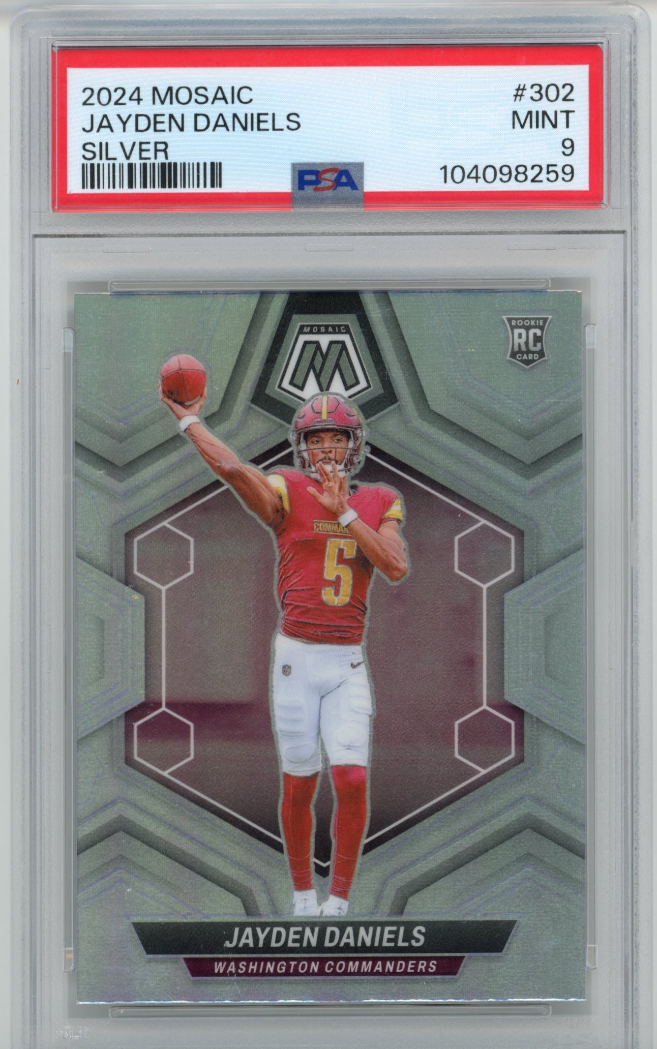 2024 Panini Prizm Jayden Daniels RC #302 - PSA 9 Silver Commanders