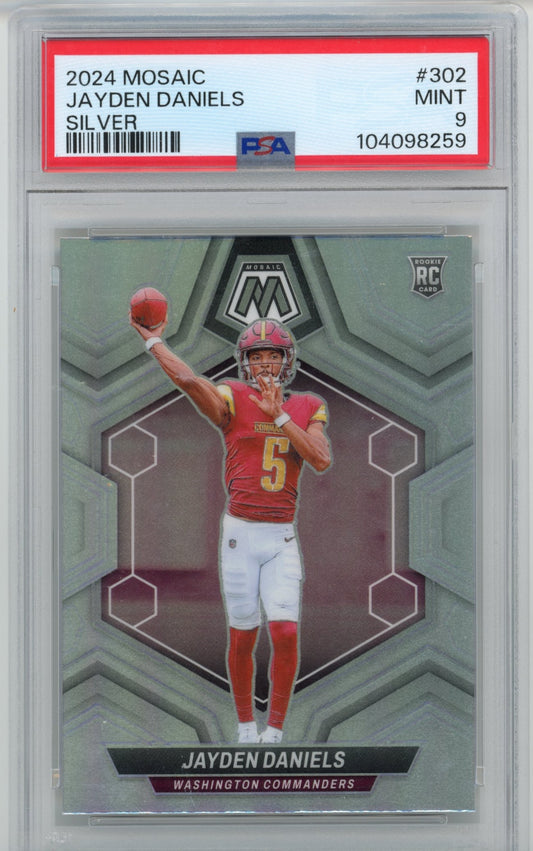 2024 Panini Prizm Jayden Daniels RC #302 - PSA 9 Silver Commanders