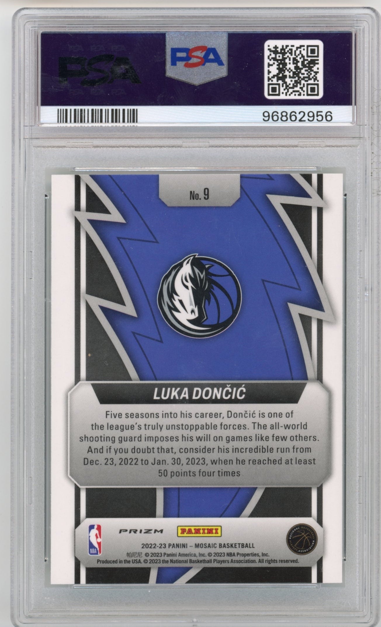 2022 Panini Mosaic Luka Doncic Thunder Road #9 - PSA 10 Green Mavericks