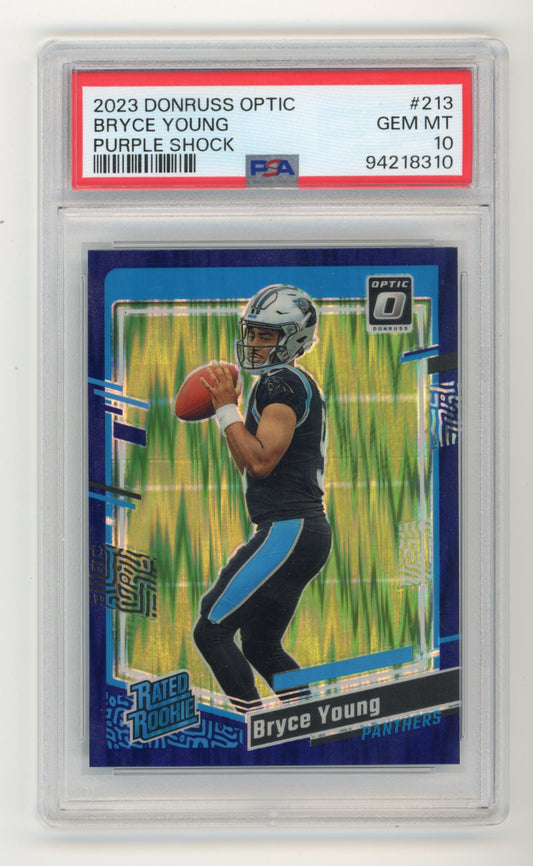 2023 Donruss Optic Bryce Young RC #213 - PSA 10 Purple Shock Panthers