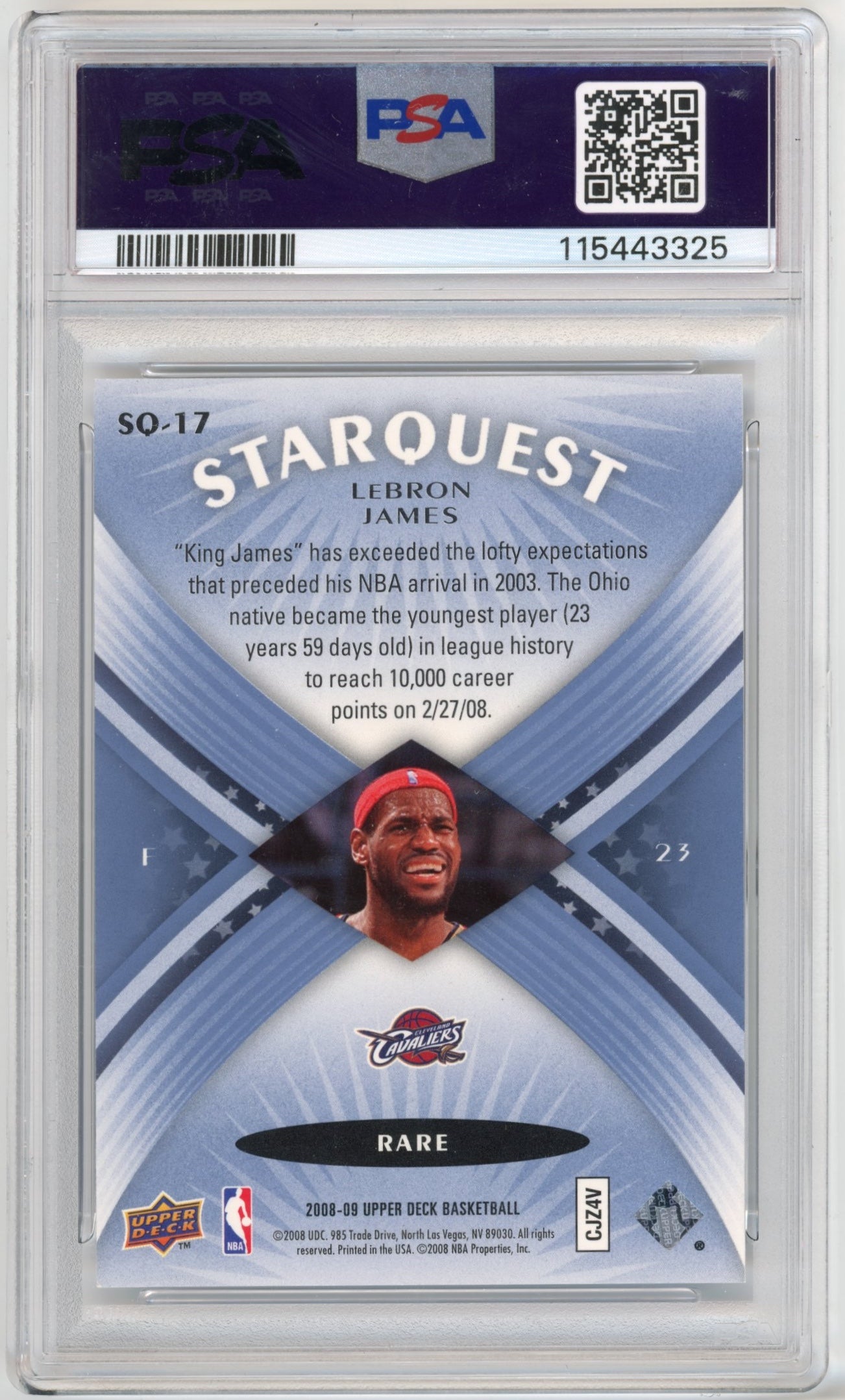 2008/09 Upper Deck LeBron James Starquest #SQ-17 - Cyan PSA 8 Cavaliers