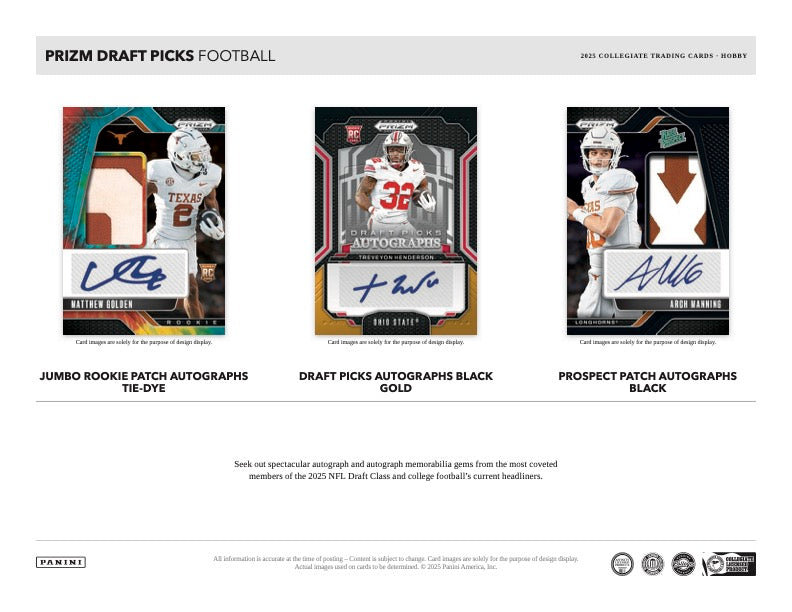 PRESALE - 2025 Prizm Draft Picks Collegiate Football Hobby Box