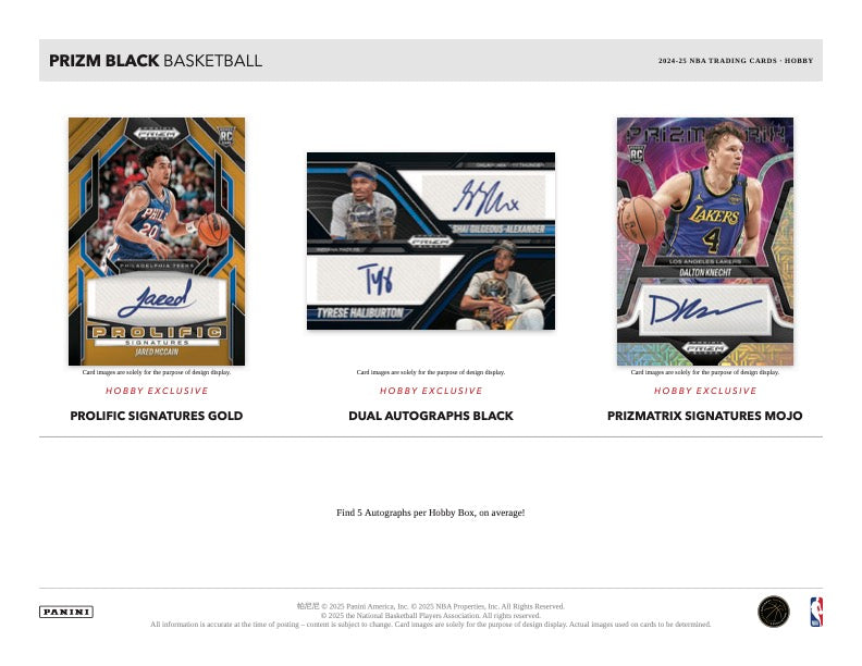 PRESALE - 2024/25 Panini Prizm Black Basketball Hobby Box