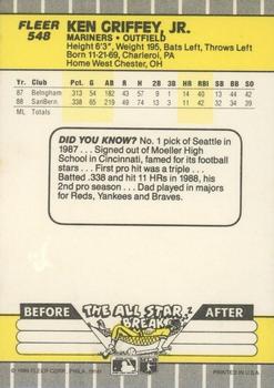 1989 Fleer #548 Ken Griffey Jr. Rookie Seattle Mariners