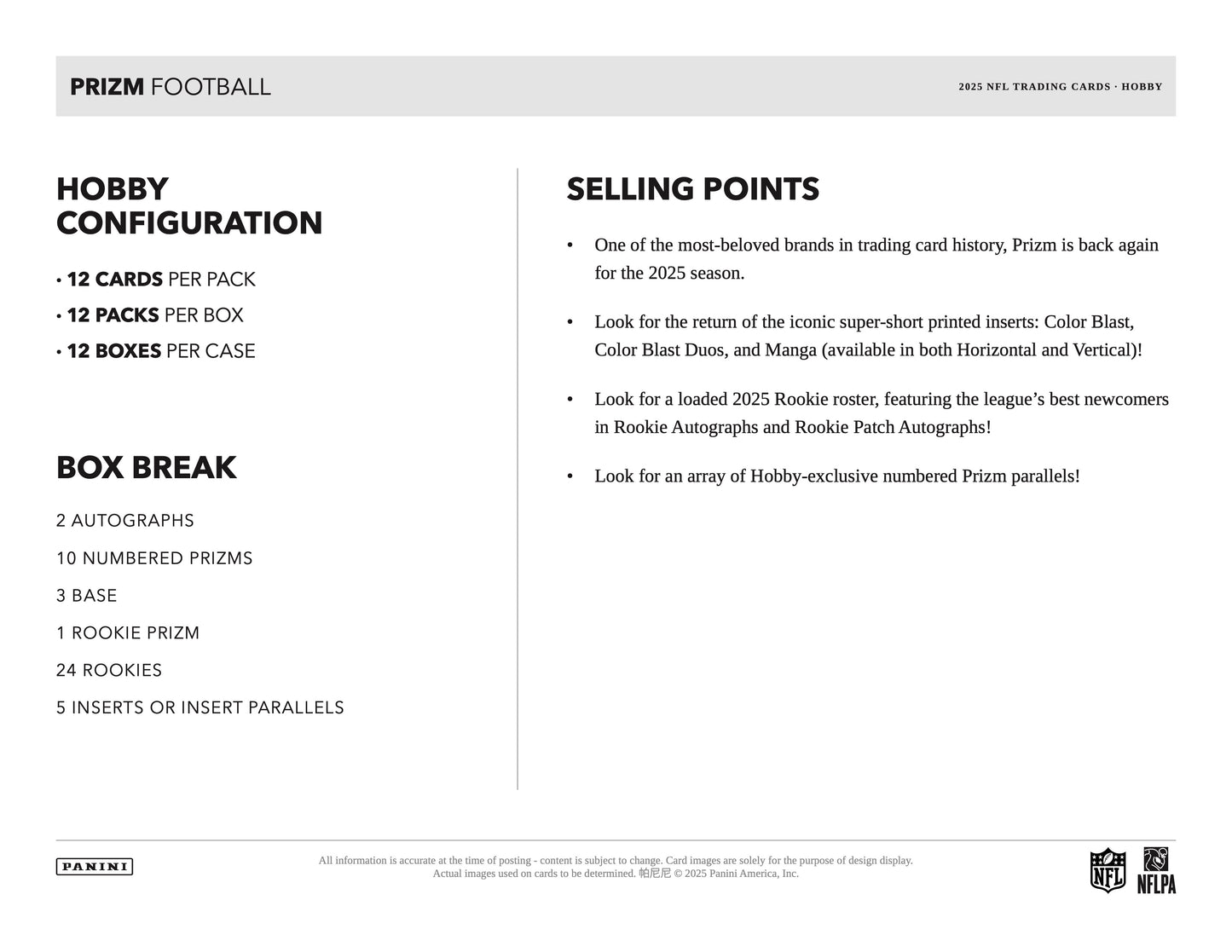 PRESALE - 2025 Panini Prizm Football Hobby Box