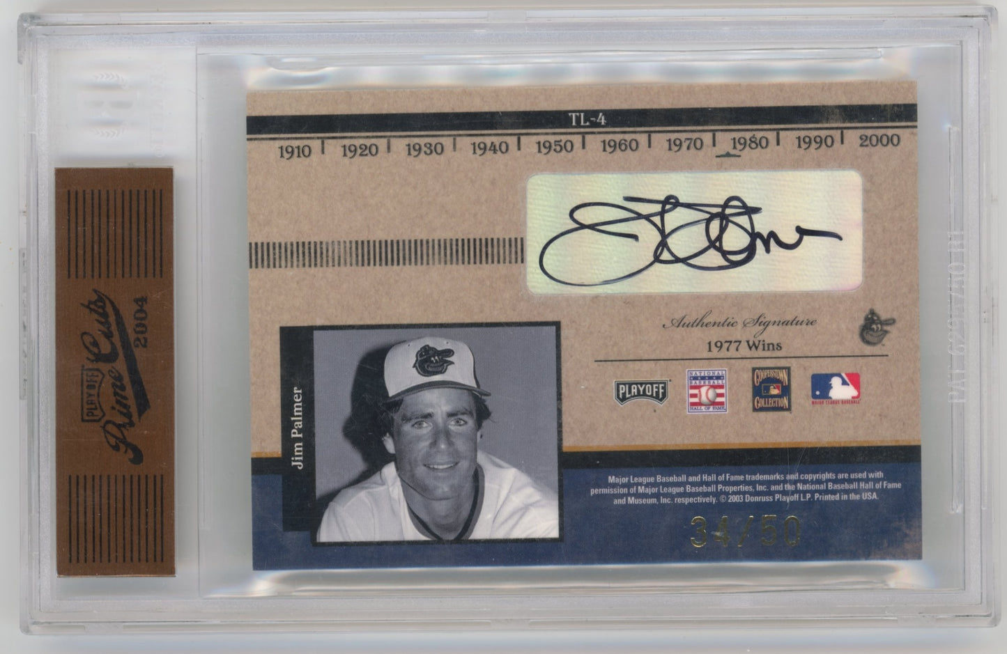 2004 Playoff Prime Cuts Steve Carlton / Jim Palmer #TL-4 Timeline Dual League Leaders Signature #/50 BGS Authentic St. Louis Cardinals