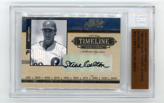 2004 Playoff Prime Cuts Steve Carlton / Jim Palmer #TL-4 Timeline Dual League Leaders Signature #/50 BGS Authentic St. Louis Cardinals