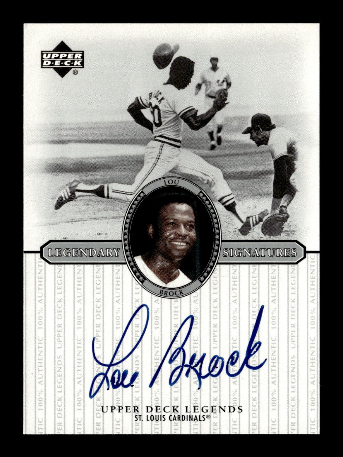 2000 Upper Deck Legends Lou Brock #S-LB Legendary Signatures St. Louis Cardinals