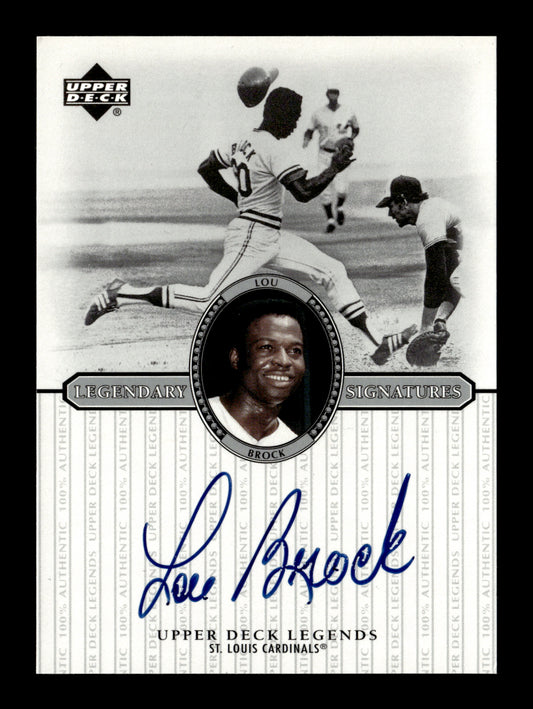 2000 Upper Deck Legends Lou Brock #S-LB Legendary Signatures St. Louis Cardinals