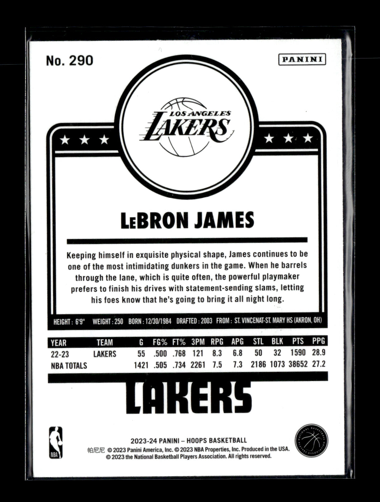 2023-24 Hoops LeBron James #290 Los Angeles Lakers