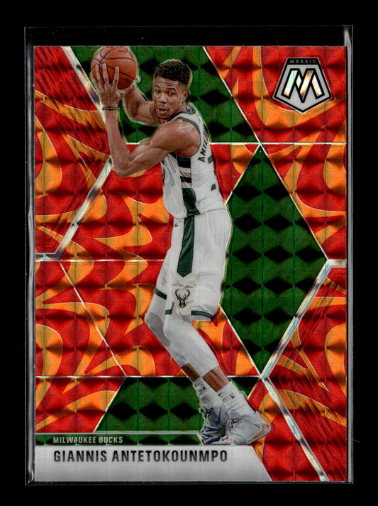 2019-20 Panini Mosaic Giannis Antetokounmpo #75 Reactive Orange Milwaukee Bucks