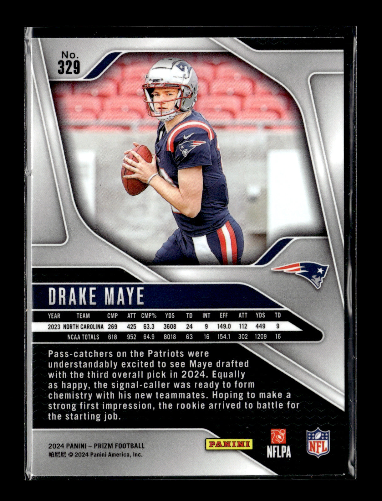 2024 Panini Prizm Drake Maye #329 New England Patriots