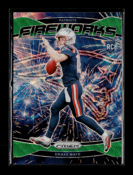 2024 Panini Prizm Drake Maye #22 Fireworks Green Wave Prizm New England Patriots