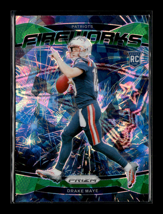 2024 Panini Prizm Drake Maye #22 Fireworks Green Ice Prizm New England Patriots