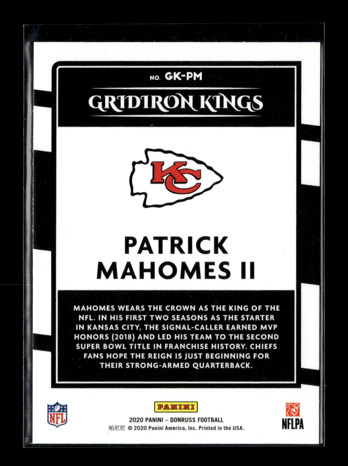 2020 Donruss Patrick Mahomes II #GK-PM Gridiron Kings Kansas City Chiefs