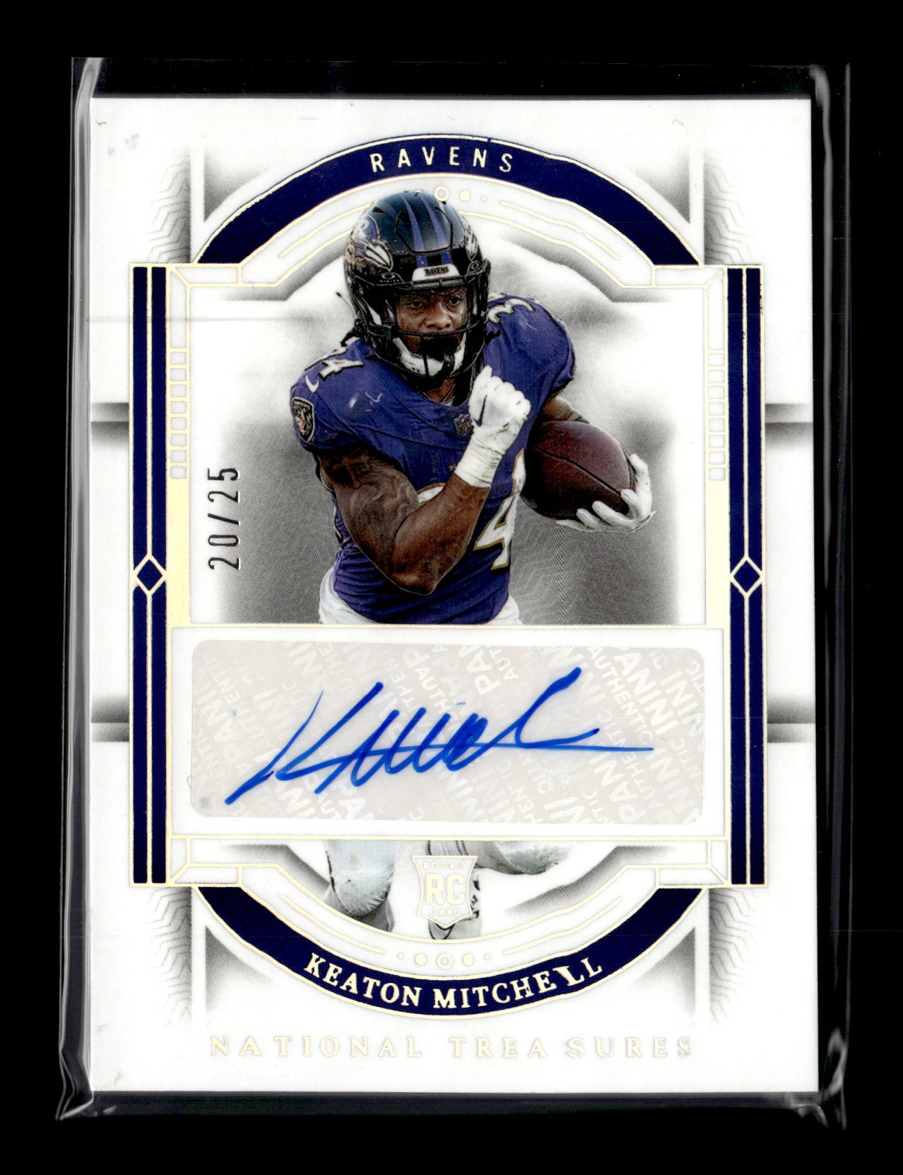 2023 Panini National Treasures Keaton Mitchell #110 Holo Silver #/25 Baltimore Ravens