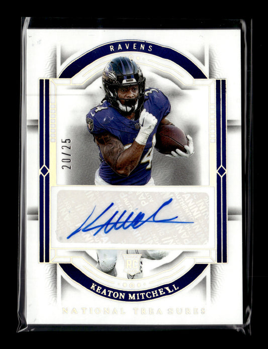 2023 Panini National Treasures Keaton Mitchell #110 Holo Silver #/25 Baltimore Ravens