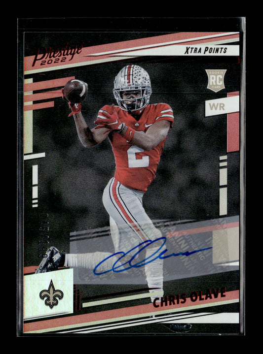 2022 Panini Prestige Chris Olave #310 Xtra Points Signatures Premium Red #/199 New Orleans Saints