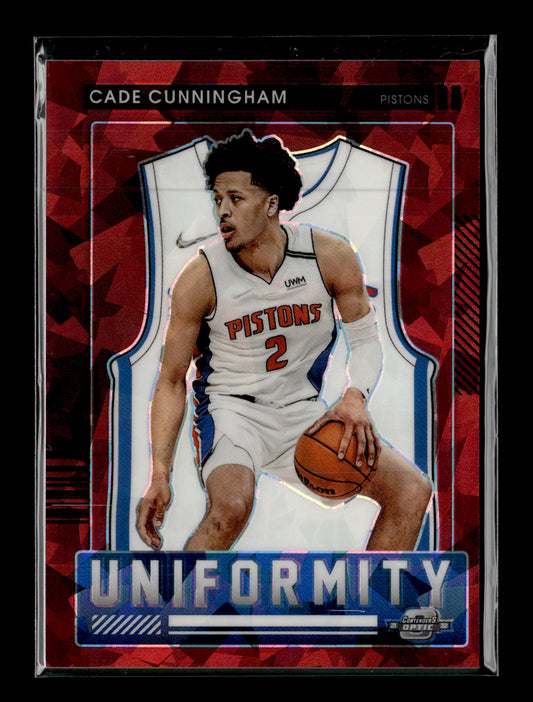 2021-22 Panini Contenders Optic Cade Cunningham #27 Uniformity Red Cracked Ice Detroit Pistons