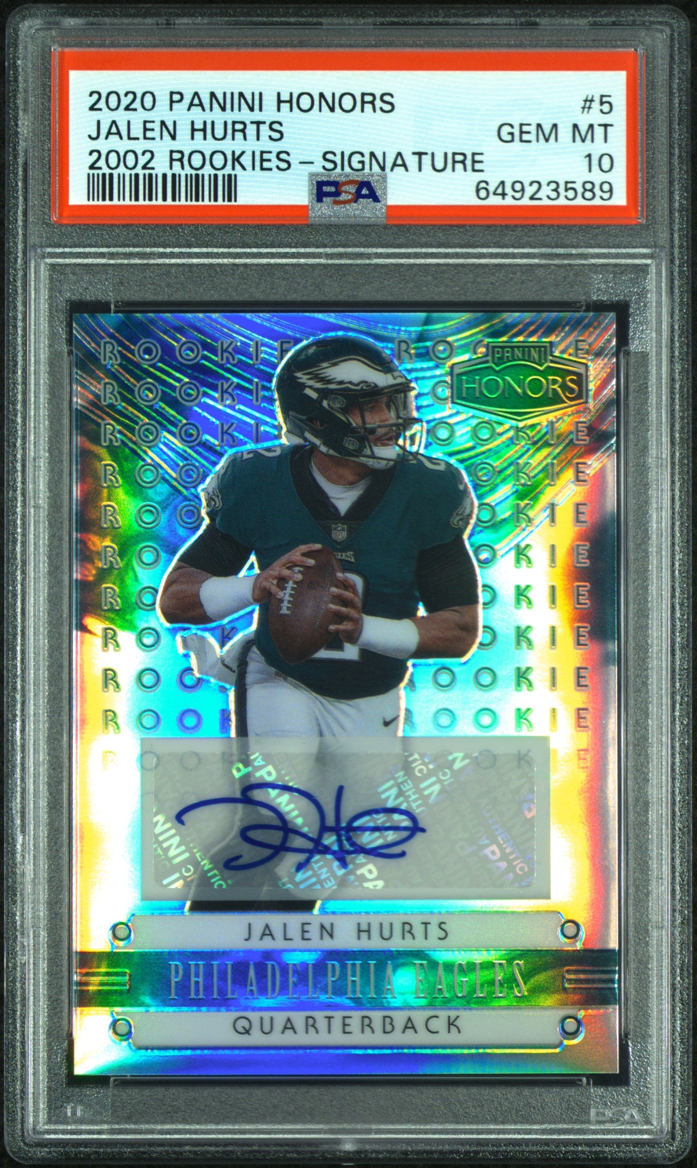 2020 Panini Honors 2002 Rookies Jalen Hurts #5 2002 Rookies-Signature PSA 10