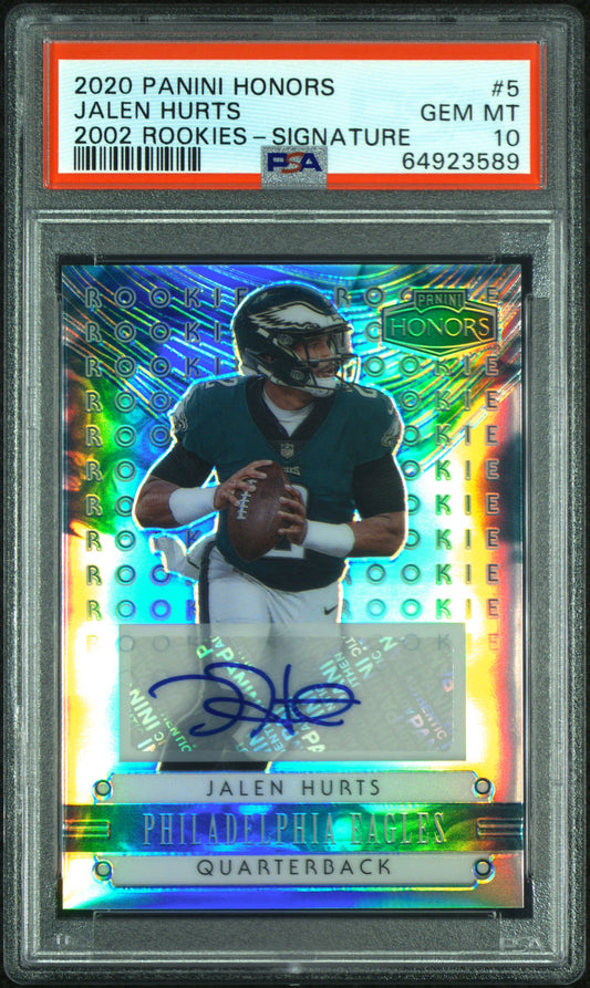 2020 Panini Honors 2002 Rookies Jalen Hurts #5 2002 Rookies-Signature PSA 10