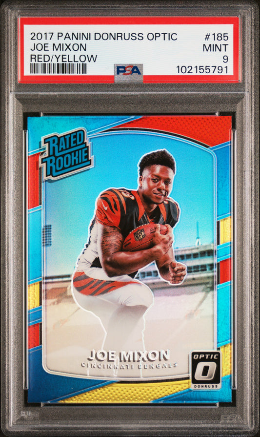 2017 Panini Donruss Optic Joe Mixon #185 Red/Yellow PSA 9