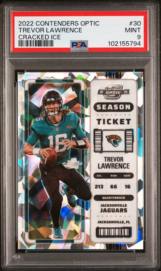 2022 Panini Contenders Optic Trevor Lawrence #30 Cracked Ice PSA 9