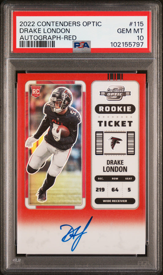 2022 Panini Contenders Optic Drake London #115 Autograph-Red PSA 10