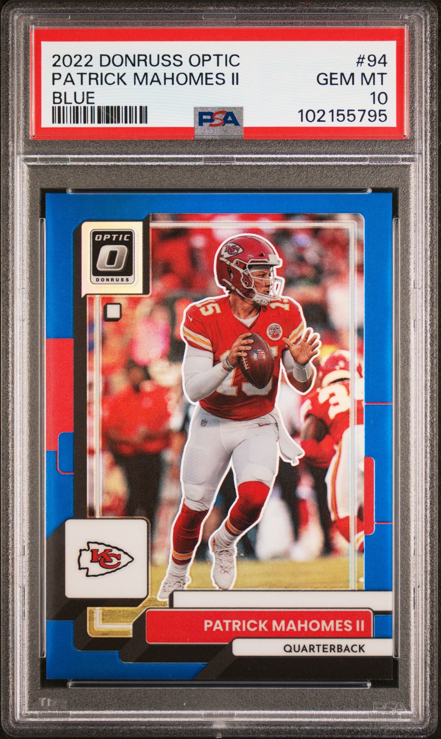 2022 Panini Donruss Optic Patrick Mahomes Ii #94 Blue PSA 10