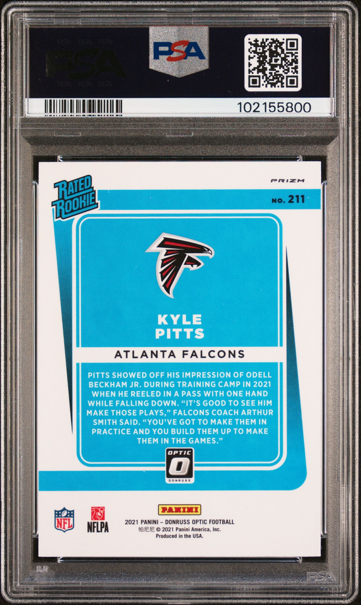 2021 Panini Donruss Optic Kyle Pitts #211 Bronze PSA 9
