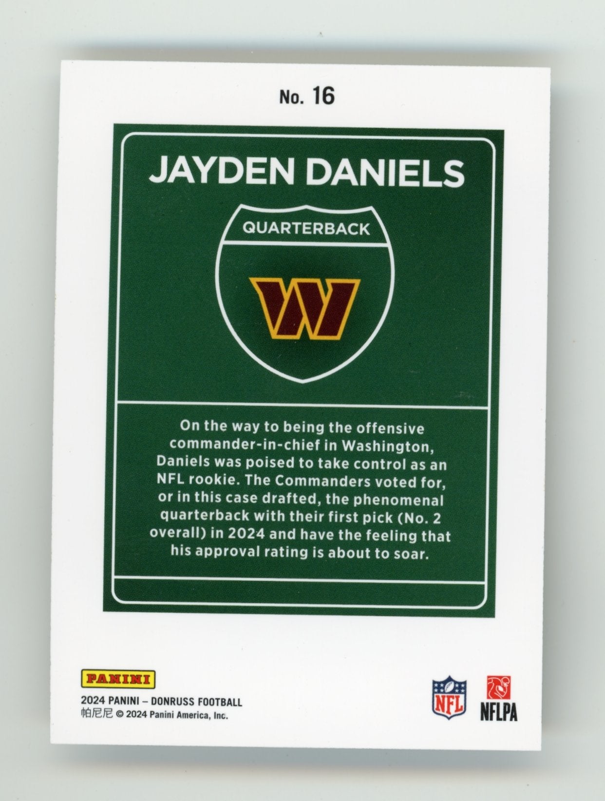 2024 Donruss Jayden Daniels #16 Downtown Washington Commanders