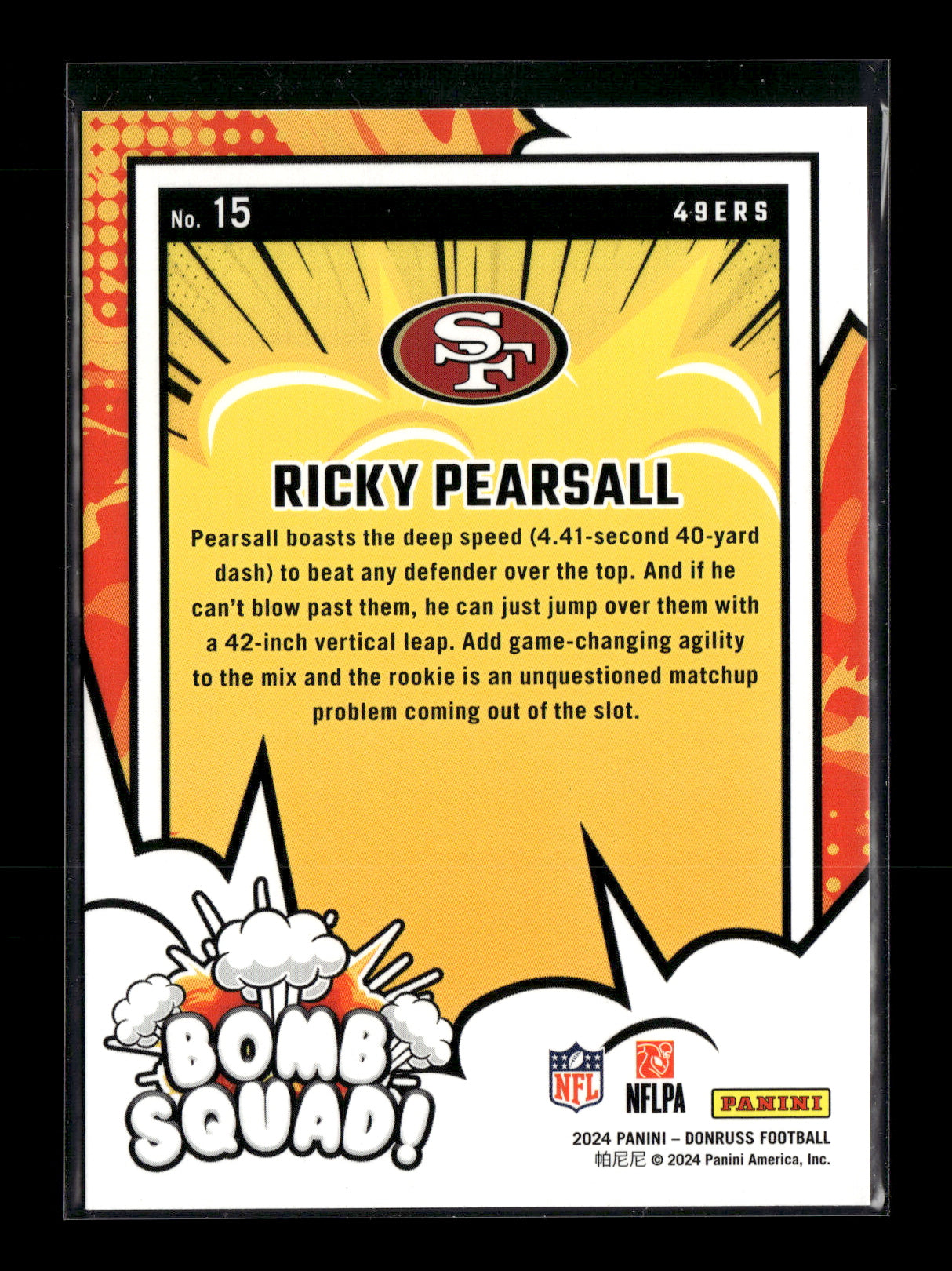 2024 Donruss Ricky Pearsall #15 Bomb Squad San Francisco 49ers