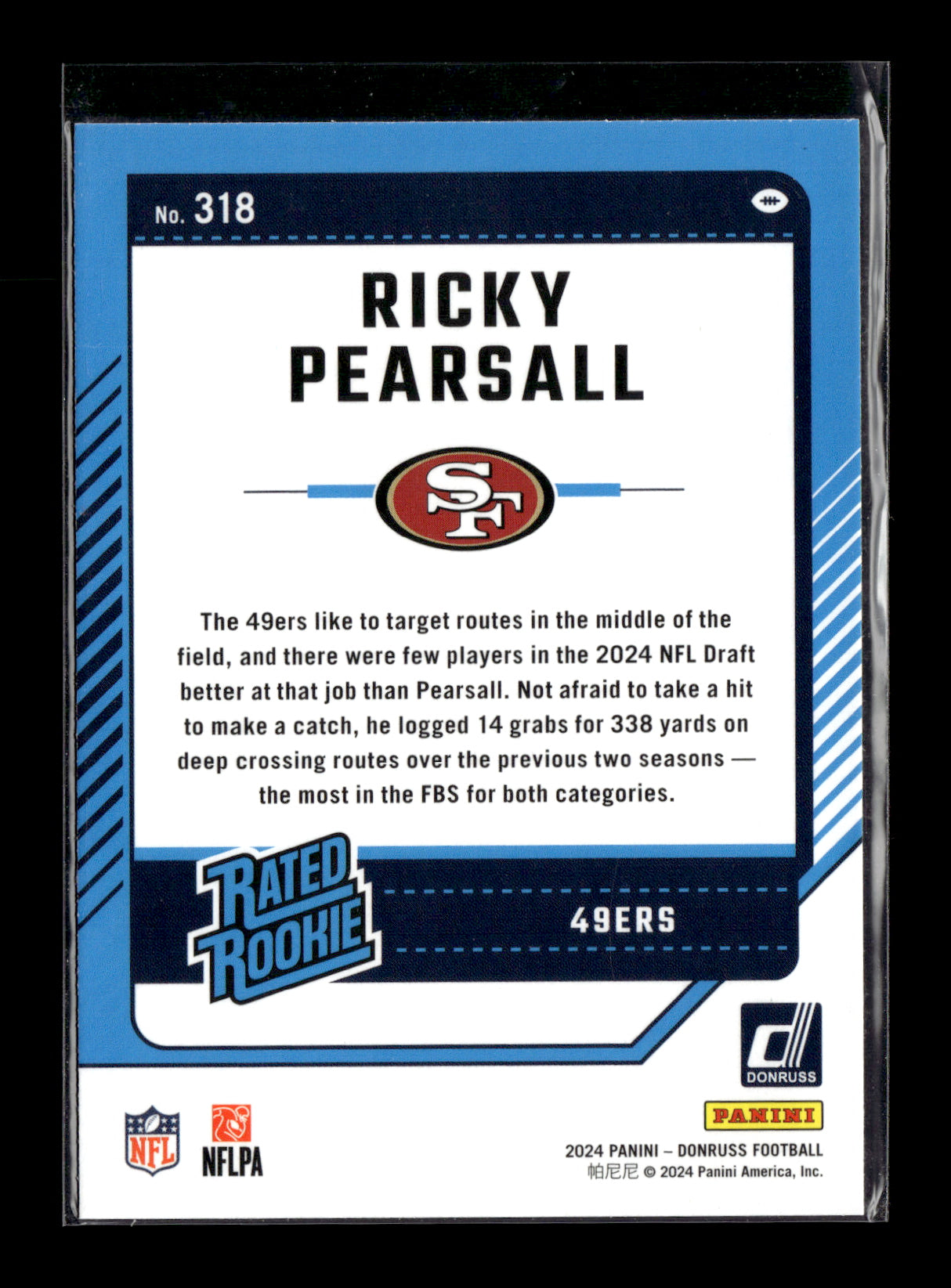 2024 Donruss Ricky Pearsall #318 San Francisco 49ers